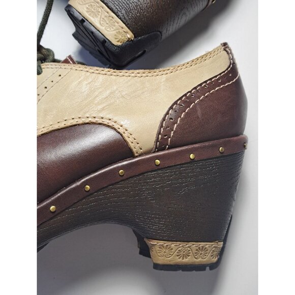 Jambu Dutch Design Lace-Up Leather Heeled Oxford Shoes Womens 8 Brown Platform - Picture 2 of 13